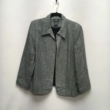 Avenue Womens Gray Long Sleeve Open Front Collar Knit Acrylic Lined Blazer 14/16