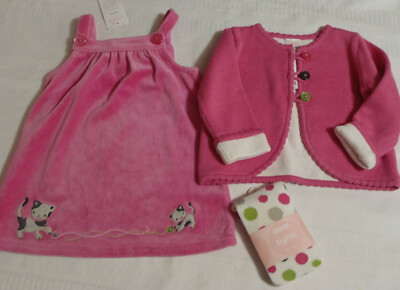 Gymboree Kitties At Play 6-12 Month Dress Sweater Tights Outfit NWT