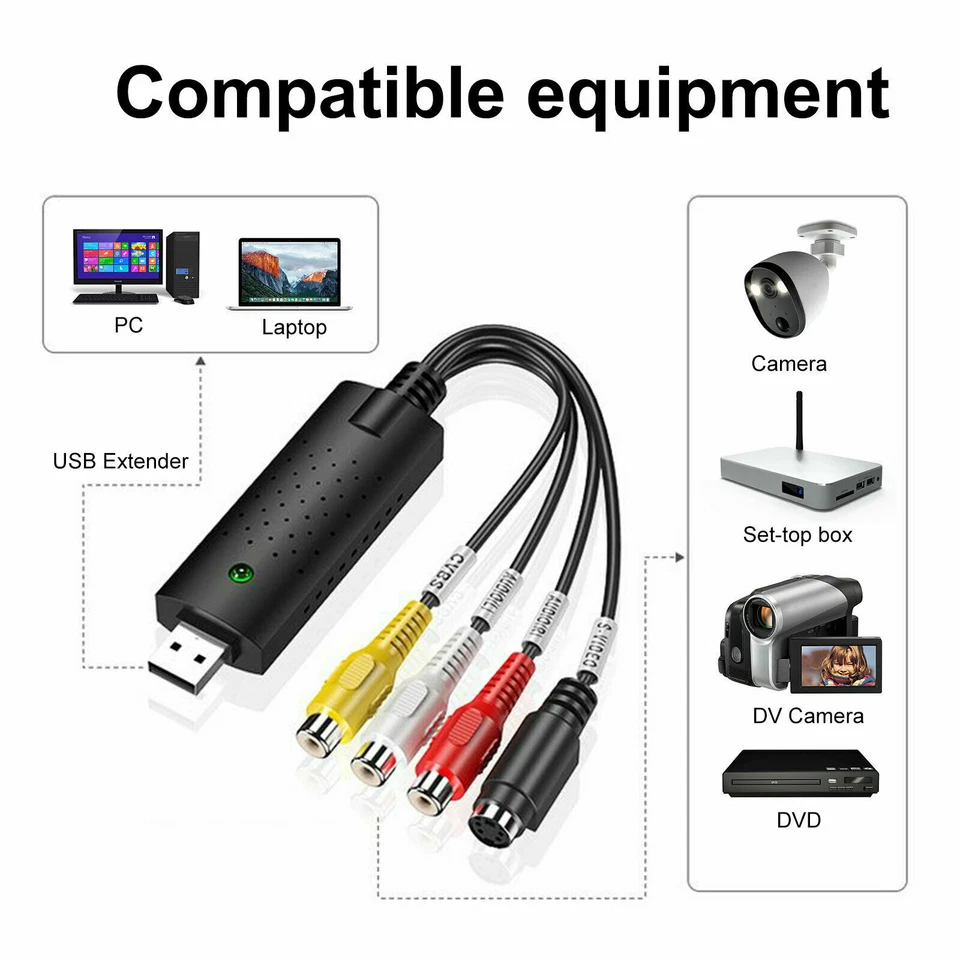 2PCS USB 2.0 Audio Video VHS to DVD VCR PC HDD Converter Adapter Digital Capture - Image 3 of 4