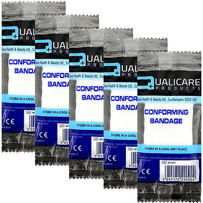5 x Qualicare Premium Conforming Stretch Elastic Kompression Bandage 7,5cm x 4m