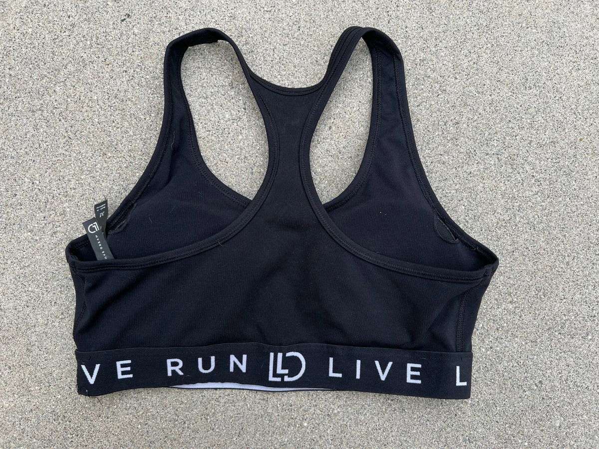 AEROPOSTALE LIVE LOVE DREAM Women's Sz MEDIUM Black Racerback Sports Bra Gym