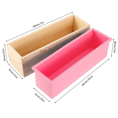 Confezione 3 Stampo Sapone 42oz Rettangolare Flessibile Silicone con Scatola Legno - Foto 6 di 6