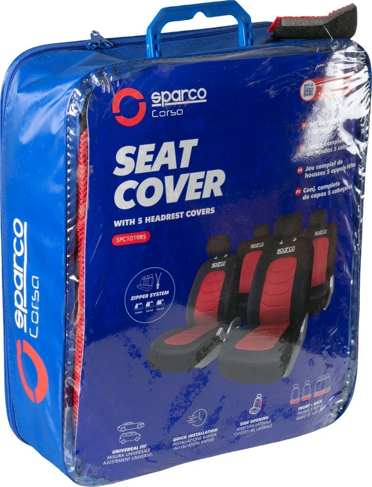 Set completo SPC1019 di coprisedili universali auto nero/rosso righe SPARCO - Imagen 4 de 4