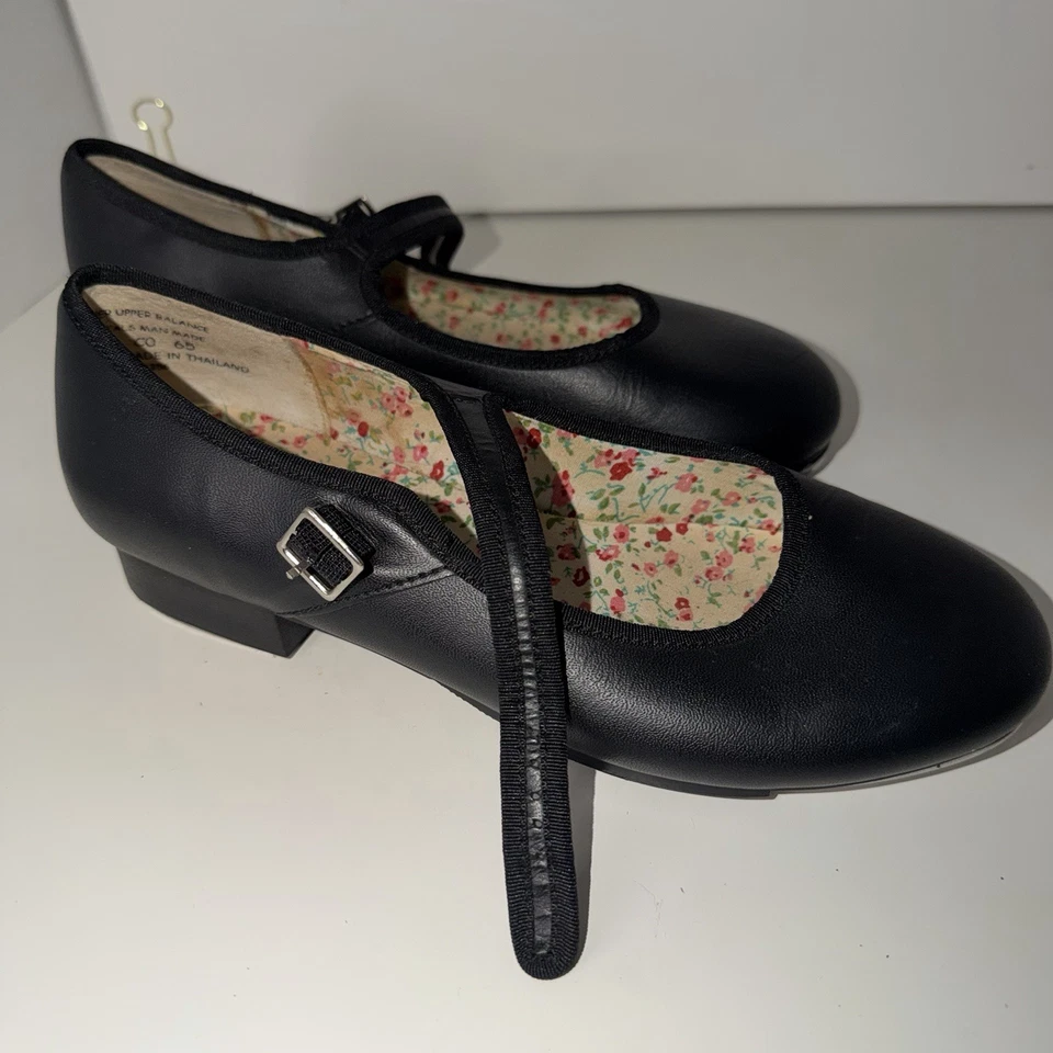 Zapatos Capezio Mary Jane Tap 3800 Cuero Negro Talla 7 M Hebilla Ajustable Foto 3 de 4