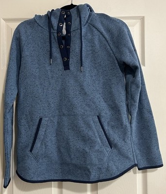 Ascend Pullover With Hood Womens XS 100% Recycled Polyester Blue
