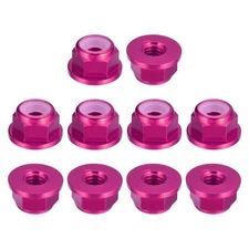 Nylon Insert Hex Lock Nuts, 10pcs - M4 x 0.7mm Aluminum Alloy (Pink)