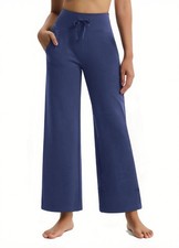 Fleece Lined Pants Women Wide Leg Sweatpants Petite Winter Yoga Pants with Po...