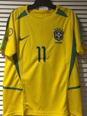 Brazil 2002 World Cup Home Jersey Ronaldinho #11, Size L | eBay