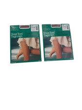 2 JC Penney Thigh High Stretch Stockings Size Average Nude VTG Fast Shipping