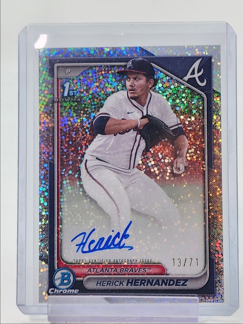 HERICK HERNANDEZ 2024 BOWMAN CHROME DRAFT 1ST SPARKLE BRAVES AUTO /71 Q3917