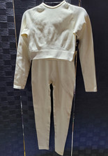    Womens XS Size Workout Set Pants And Top Ivory Color No Tag