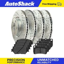 Front & Rear Drilled Disc Rotors Ceramic Brake Pads for Lexus IS250 2.5L
