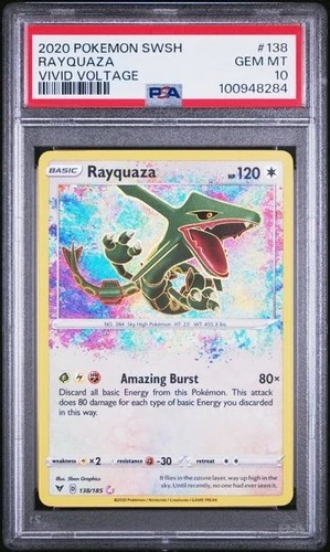 PSA 10   Rayquaza   138/185   Vivid Voltage   Amazing Rare   Pokemon Card