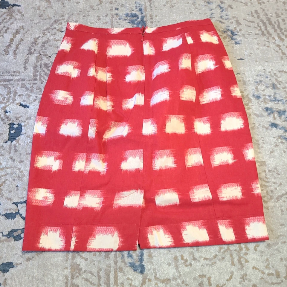 Falda Corey Lynn Calter Línea A Mujer Talla 8 Lino Mezcla Algodón Rojo Beige Foto 2 de 4