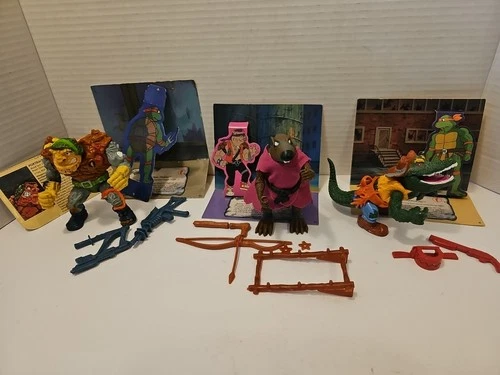 Vtg 1988/89 TMNT *RARE POP-UP DISPLAY LOT Traag, Splinter, Leatherhead 💯 COMPLE