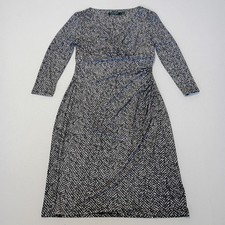 Lauren Ralph Lauren Women's Black & White Herringbone Wrap Bodycon Dress, Size 4