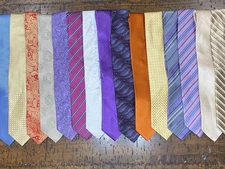Lot of 15 Men’s Neck Ties Brand Names Designer 100% Silk Vintage (F)