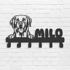 Personalized Peeking Labrador Dog Metal Wall Hook Rack   Custom Leash, Key, a...