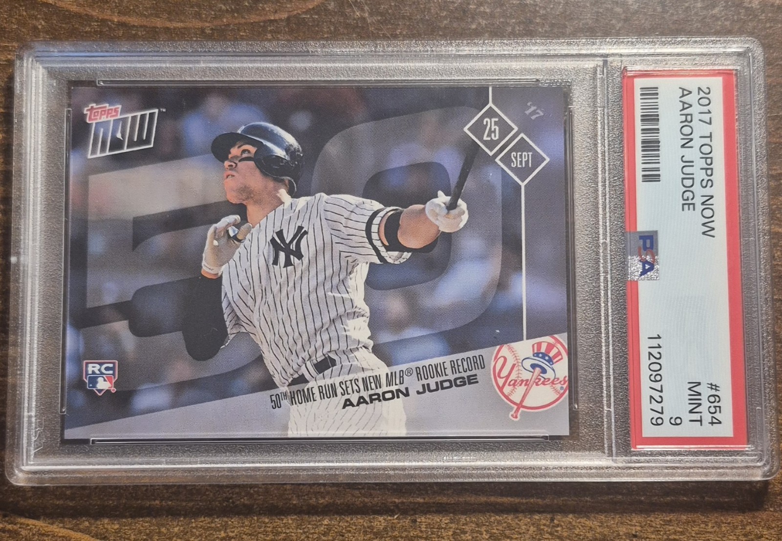2017 Topps Now AARON JUDGE 654 RC ROOKIE PSA 9 MINT