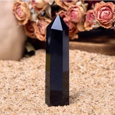 Obsidian Tower Point Healing Crystal Reiki  Protection Gifts High Energy