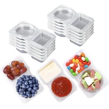 10*Double Compartment Condiment Containers With Lids*Reusable Snack Pack**