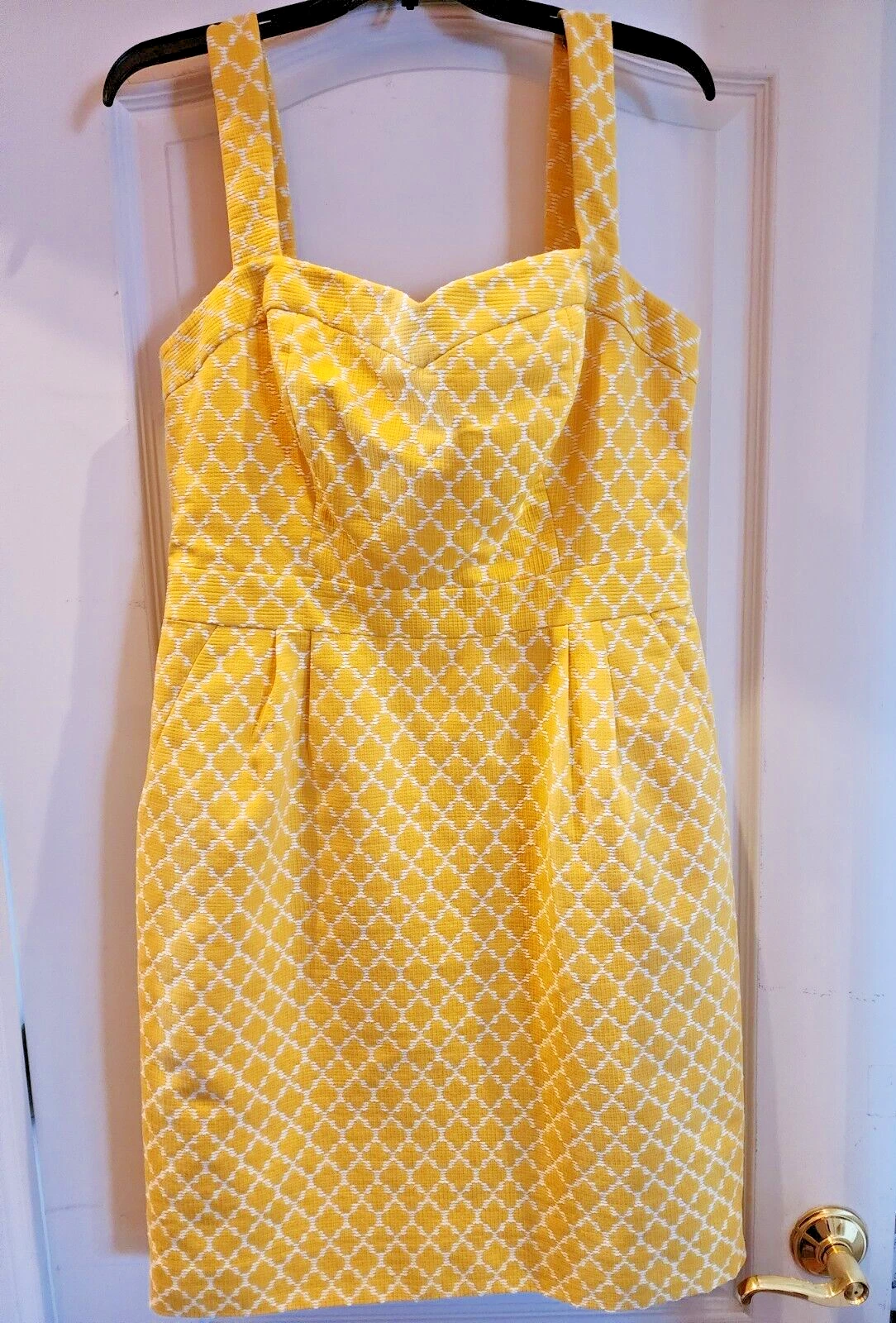 Abito Hilary giallo senza maniche Kate Spade New York cocktail party donna taglia 10