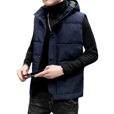Men Warm Duck Down Quilted Hooded Waistcoat Gilet Puffer Jacket