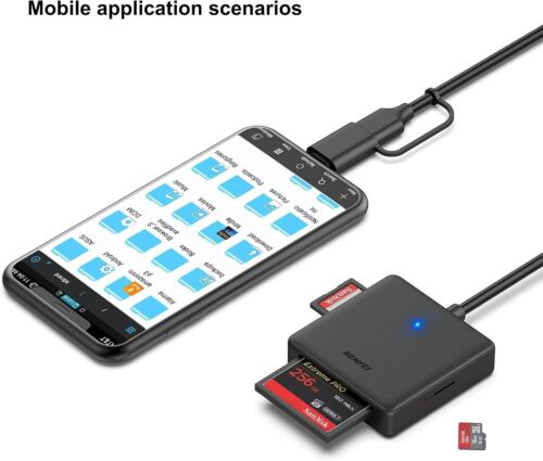 Memory Card Reader 4 in 1 USB 3.0 and USB-C to SD Micro SD MS CF Card Reader - Picture 6 of 9