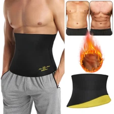 Men Tummy Slim Body Shaper Neoprene Sauna Sweat Belt Waist Trainer Fat Burner US