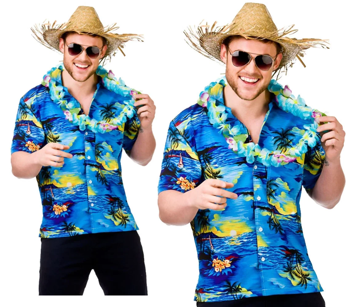 hawaiian party dress for men Mens Button Down Hawaiian Luau Shirt Aloha