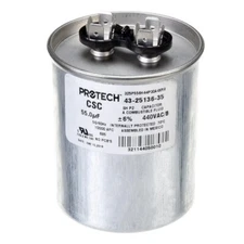Protech Single Round Capacitor - 55 uF, 440 VAC, 2.620 x 3.940 (max.) in. -