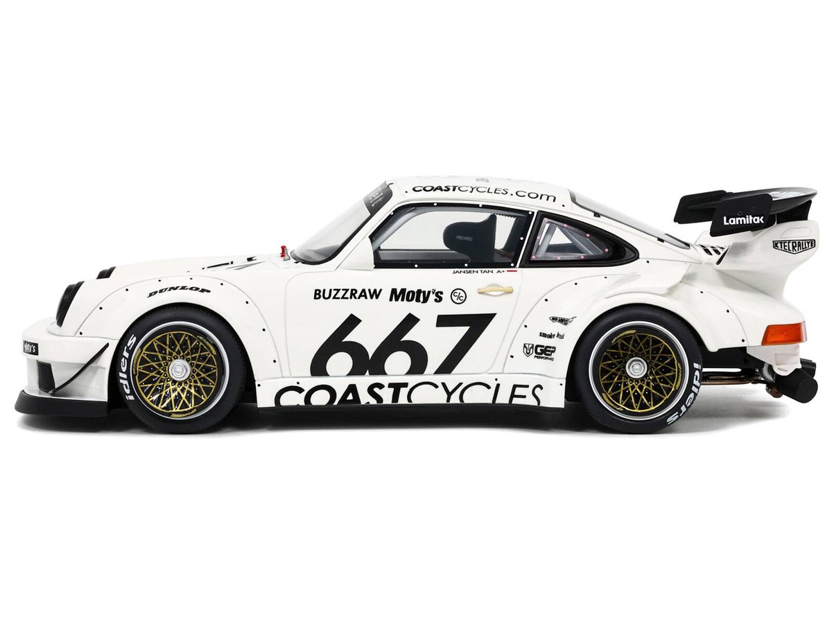 RWB Bodykit Coast Cycle White with Graphics 1/18 Model Car by GT 