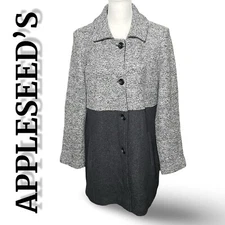 APPLESEED’S 2 Tone Pea Coat, Wool/ Viscose Blend, Button Closure, Size 14