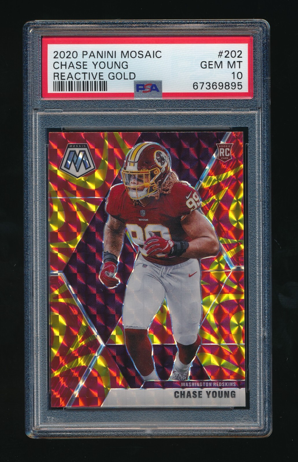 PSA 10 CHASE YOUNG 2020 PANINI MOSAIC REACTIVE GOLD RC ROOKIE *COMMANDERS*
