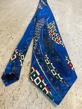 Pierre Cardin Vintage Mens Necktie Electric Blue Diamond Print USA Made EUC