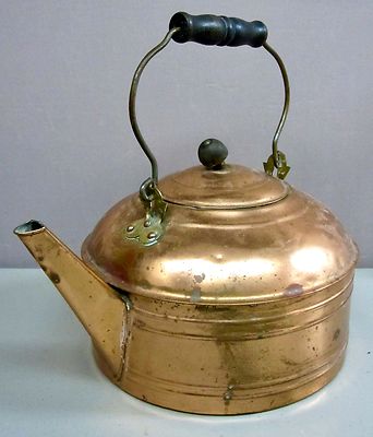 ROME COPPERWARE KETTLE__Large 11.5''Lx9.25''Wx11.5H__Brass Detail__VGC__SHIPS FREE