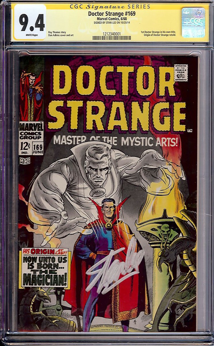 Doctor Strange #169 9.4 Marvel 1968 STAN LEE SIGNATURE! Signed! WP