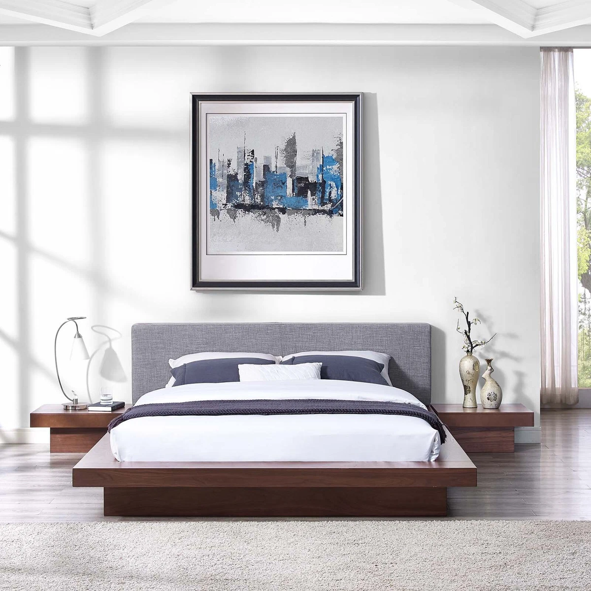 Queen size bed frame with side tables deals