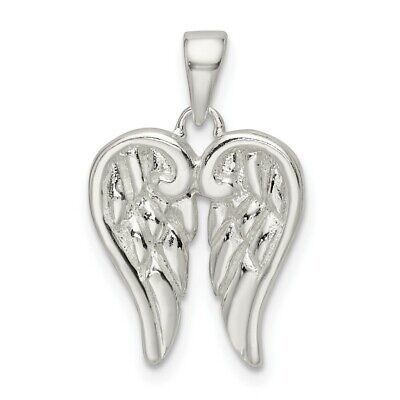 Religious Jewelry Textured 925 Sterling Silver Angel Wing Pendant Necklace Sizes S-L 