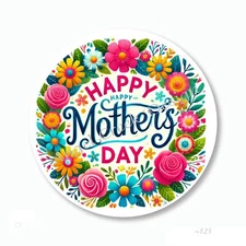 FLORAL WREATH HAPPY MOTHER'S DAY FAVORS SCRAPBOOK STICKERS ENVELOPE SEALS LABELS