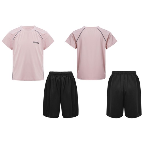 Kids Boys Suit Round Neck Outfit Football T-shirt And Shorts Set Trim Athletic - Picture 28 of 43