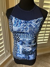 Tommy Bahama Active Patch Work Tankini W/Mesh Mare Navy Size XS/TP NWT