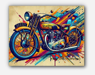Vintage Velocette (UK) Motorcycle 1920s Picture Art splashes of paint #4 Reprint