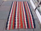 Vintage Tribal Nomadic Hand Made Oriental Red Green Wool Mojj Kilim 217x130cm