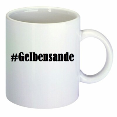 Kaffeetasse #Gelbensande Hashtag Raute Keramik Höhe 9,5cm in Weiß