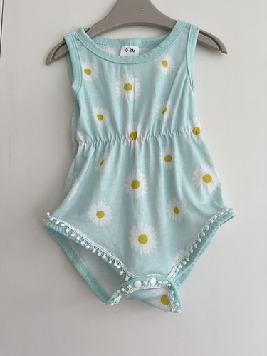 Baby Girls 0-3 Months Summer Romper Bundle Blue Green Flowers F&F - Picture 13 of 20