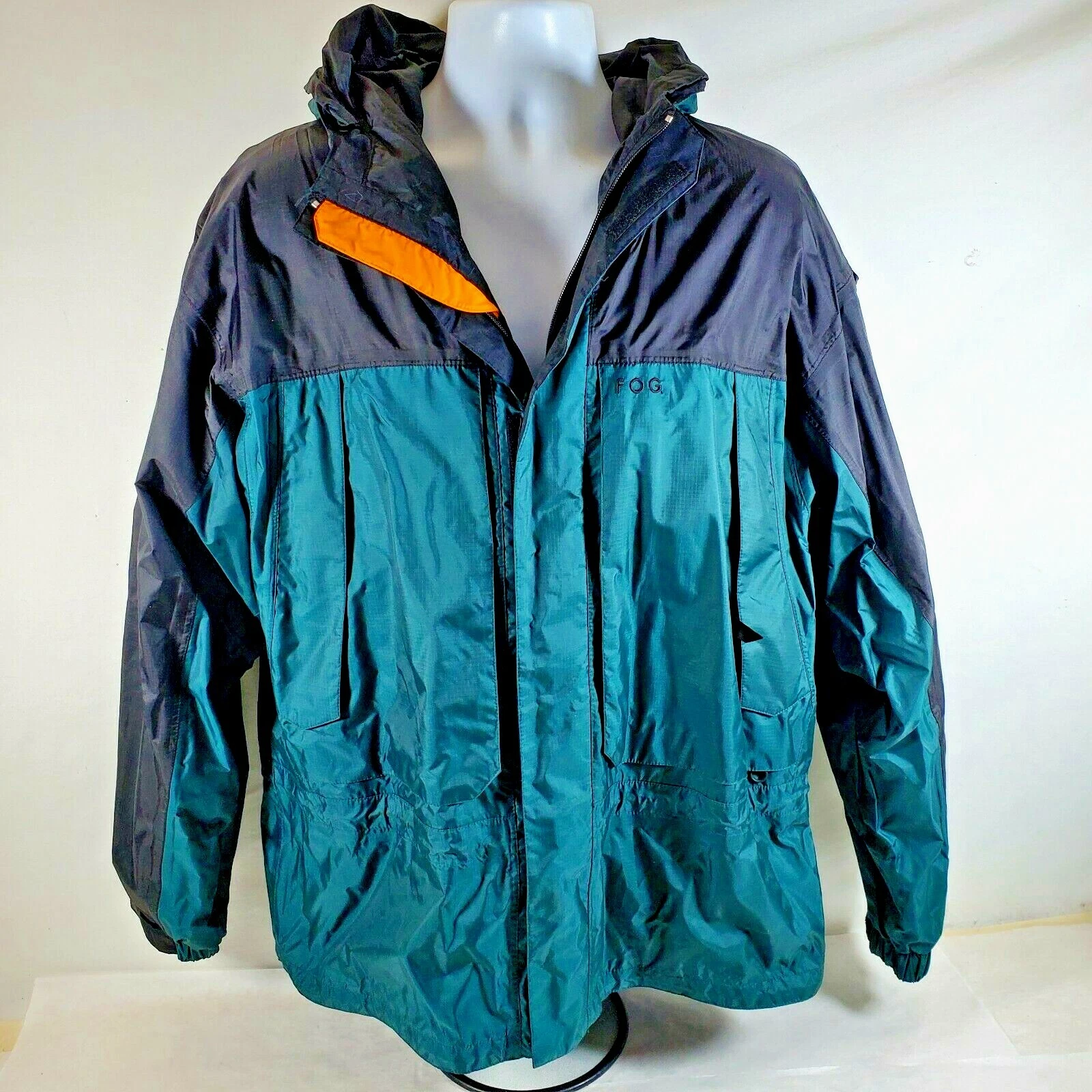 FOG by London Fog Waterproof Breathable Jacket Men's size Large Green Black