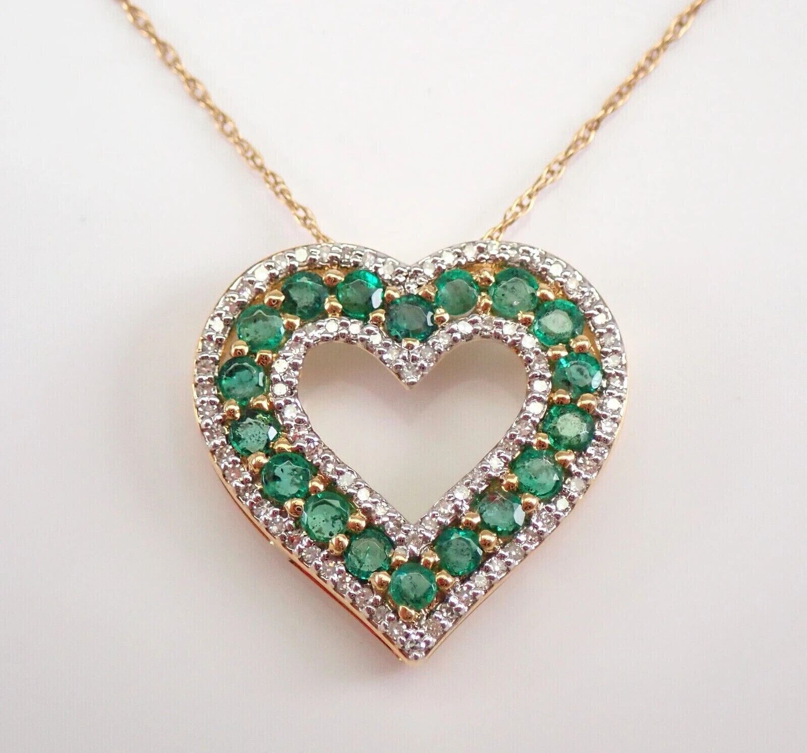 2Ct Round Cut Simulated Green Emerald Heart Pendant in 14K Gold Plated