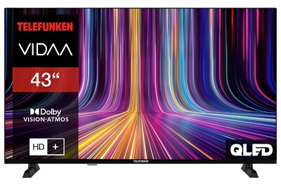 Telefunken 43 Zoll Fernseher QLED VIDAA Smart TV 4K UHD HDR Dolby Vision & Atmos