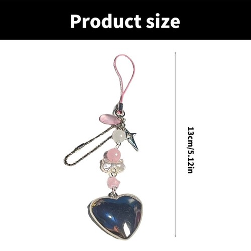 Silver Heart Charm Acrylic Phone Chain Handmade Fashion Accessory for Phone - Zdjęcie 8 z 8
